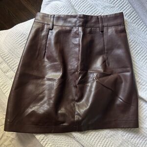 Brown Leather Mini Skirt